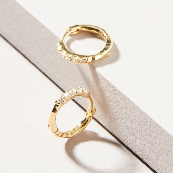 HTF Anthropologie Iris Reversible Huggie Hoop Earrings - Picture 1 of 5